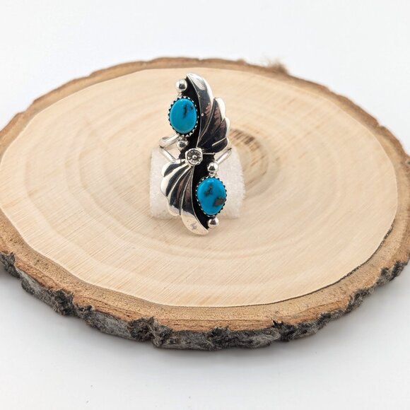 Navajo Kingman Turquoise Stone Rings‎ Native American Sterling Jewelry Sz 7US ** - Picture 1 of 7
